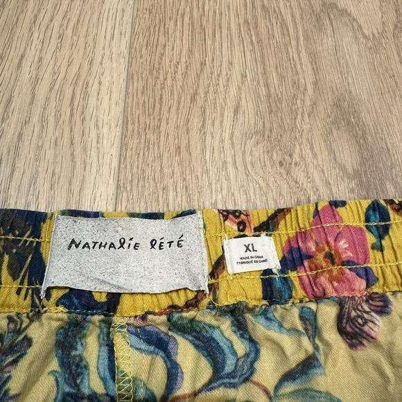 Anthropologie Nathalie Lete Yellow Floral Butterfly Lounge Pajama Pants XL - Picture 3 of 6